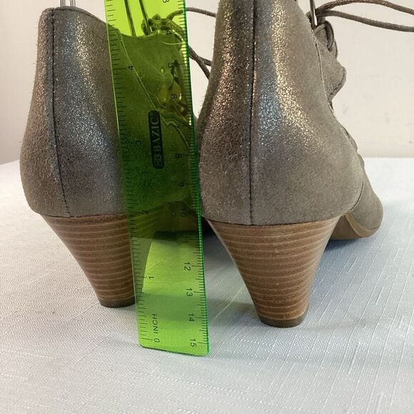 Paul Green Leather Metallic Lace-up Stacked heel Sandals Size 7 (38) - Picture 5 of 13